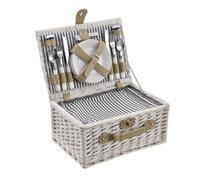 [casa.pro] cesta de pícnic para 4 personas con nevera, cubiertos, platos, vasos - blanca