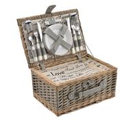 [casa.pro] cesta de pícnic para 4 personas con nevera, cubiertos, platos, vasos - gris