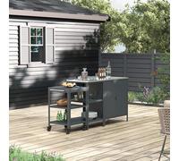 casa.pro Conjunto de Armario Exterior Bolognano con Estantería y Carro de Servicio de Diseño Uniforme para Terraza Jardín Barbacoa Muebles de Cocina Exterior Acero - Gris Oscuro Mate