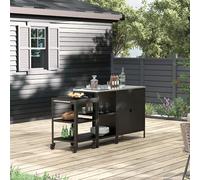 casa.pro Conjunto de Armario Exterior Bolognano con Estantería y Carro de Servicio de Diseño Uniforme para Terraza Jardín Barbacoa Muebles de Cocina Exterior Acero - Negro, Mate