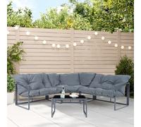 casa.pro Conjunto de Muebles de Jardín Exterior Karg Mueble para Patio 3 Plazas - 1 Sofá Modular con Cojines y Respaldo 1 Mesa de Centro Material Resistente - Gris Oscuro y Negro