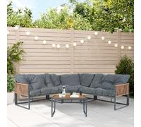 casa.pro Conjunto de Muebles de Jardín Exterior Karg Mueble para Patio 3 Plazas - 1 Sofá Modular con Cojines y Respaldo 1 Mesa de Centro Material Resistente - Gris Oscuro y Efecto Ratán