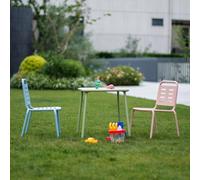 casa.pro Conjunto de Muebles Infantiles Etroubles Set de 3 Piezas de Muebles de Jardín para Niños 1 Mesa 2 Sillas Uso Exterior e Interior Acero - Multicolor