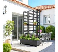 casa.pro Divisor de Espacios Toma Tabique con Jardinera Biombo Separador de Ambientes Exterior Interior Exponer Plantas Protege del Sol Viento Acero Galvanizado 190 x 82 x 38 cm - Negro