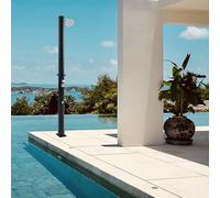 casa.pro Ducha Solar Exterior Frerievn para Piscina Jardín Terraza con Cabezal Giratorio Grifo para Piés Temperatura Ajustable máx. 60°C Tanque de 18L Plástico/Metal Altura 215 cm - Negro