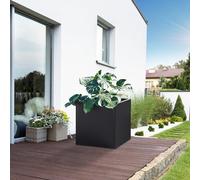 casa.pro Jardinera Vaargel Macetero Alto Cubo Jardinera Exterior Grande para Terraza Jardín Balcón Patio Acero Galvanizado 60 x 60 x 60 cm - Negro