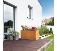 casa.pro Jardinera Vaargel Macetero Alto Rectangular Jardinera Exterior Grande para Terraza Jardín Balcón Patio Acero Corten 40 x 80 x 30 cm - Marrón Óxido
