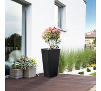 casa.pro Jardinera Vaargel Macetero Alto Rectangular Jardinera Exterior Grande para Terraza Jardín Balcón Patio Drenaje Integrado Acero Galvanizado 76 x 39 x 39 cm - Negro