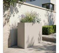 casa.pro Jardinera Vaargel Macetero Alto Rectangular Jardinera Exterior Grande para Terraza Jardín Balcón Patio Drenaje Integrado Acero Galvanizado 82 x 90 x 30 cm - Beige Ajo