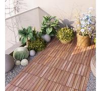 Set de 10 baldosas clic alliste 6 láminas acacia/plástico 0,9 m² - natural [casa.pro]