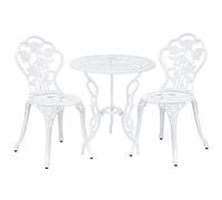 Set bistró de 3 piezas wakefield aluminio fundido 62xø59 cm blanco [casa.pro]