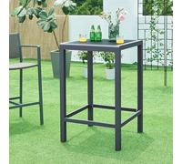 casa.pro Mesa Alta para Exterior Avise Mesa de Bar para Jardín Patio Mesa deTerraza Cuadrada Aluminio Vidrio Templado 108 x 70 x 70 cm - Antracita
