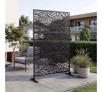 casa.pro Pared Divisoria and Separador de Ambientes Biombo Tabique Exterior y Interior Privacidad Protección contra Sol y Viento Acero Galvanizado 180 x 120 x 40 cm - Negro