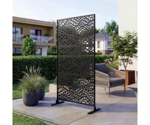 casa.pro Pared Divisoria and Separador de Ambientes Biombo Tabique Exterior y Interior Privacidad Protección contra Sol y Viento Acero Galvanizado 180 x 90 x 40 cm - Negro