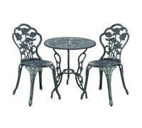 [casa.pro] set bistro aluminio fundido mesa + 2 sillas look antiguo muebles para terraza balcón - blanco - verde oscuro