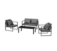 [casa.pro] set de muebles de jardín 2 x sillas de jardín sofá mesa de centro de vidrio - negro