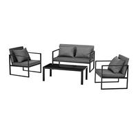 casa.pro Set de Muebles de jardín 2 x sillas de jardín sofá Mesa de Centro de Vidrio Negro