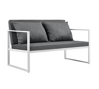 casa.pro Sofá de jardín 70 x 114 x 60 cm Mueble de jardín para Exterior con cojín Blanco