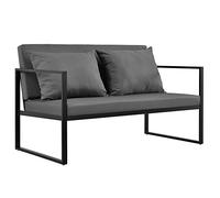 casa.pro Sofá de jardín 70 x 114 x 60 cm Mueble de jardín para Exterior con cojín Negro