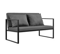 [casa.pro] sofá de jardín para exterior con cojín 70 x 114 x 60 cm - negro