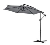 casa.pro Sombrilla Colgante Parasol excéntrico para Balcón Terraza Jardín Diámetro Pantalla 270 cm Protector Ajustable Mástil de Acero con Manivela Gris