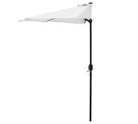 casa.pro Sombrilla de Media Pantalla Eger Sombrilla Terraza Exterior con Manivela Parasol Semicircular para Jardín Acero Tejido 100% Poliéster 160 g/m² 300 x 150 x 230 cm Blanco