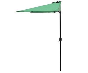 casa.pro Sombrilla de Media Pantalla Eger Sombrilla Terraza Exterior con Manivela Parasol Semicircular para Jardín Acero Tejido 100% Poliéster 160 g/m² 300 x 150 x 230 cm Verde