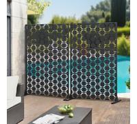 casa.pro Tabique Basciano Biombo Separador de Ambientes Exterior y Interior Diseño Atractivo Pantalla Privacidad Protege del Sol Viento Acero Galvanizado 180 x 120 x 40 cm - Negro