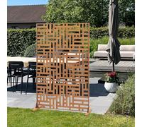 casa.pro Tabique Bernalda Divisor de Espacios Biombo Separador de Ambientes Exterior Interior Diseño Atractivo Protege del Sol Viento Acero Corten 180 x 120 x 40 cm - Marrón Óxido