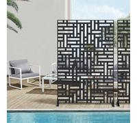 casa.pro Tabique Bernalda Divisor de Espacios Biombo Separador de Ambientes Exterior Interior Diseño Atractivo Protege del Sol Viento Acero Galvanizado 180 x 120 x 40 cm - Negro