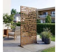 casa.pro Tabique Bernalda Divisor de Espacios Biombo Separador de Ambientes Exterior Interior Diseño Atractivo Protege del Sol Viento Acero Galvanizado 180 x 90 x 40 cm - Marrón