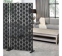 casa.pro Tabique Biombo Separador de Ambientes Exterior y Interior Diseño Atractivo Pantalla Privacidad Protege del Sol Viento Acero Galvanizado 180 x 90 x 40 cm - Negro