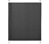 Casa pura® - Estor con elegante aspecto arrugado, fijación sin necesidad de hacer agujeros, translúcido y opaco, varios tamaños, color negro, tela, negro, 110 (B) x 200 (H) cm