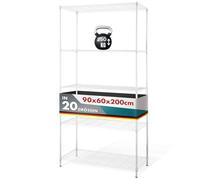 casa pura Rocky - Estantería de metal (5 estantes, 90 x 60 x 200 cm), color blanco