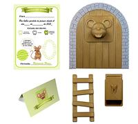 Casa Raton Pérez, Caja para el Diente, Escalera, 4 certificados de Diente Limpio. Regalo Original para niño y niña. Marron.