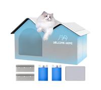 Casa Refrescante para gatos al aire libre | Hábitat plegable para gatos con paquete de hielo - Tienda Caverna espaciosa resistente a los desgarros para apartamento de coche, camping de viaje