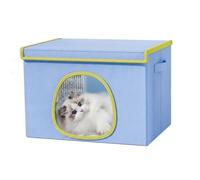 Casa refrescante para Gatos con Aire Acondicionado para Verano, Refugio Plegable para Mascotas con Capacidad para Mascotas de hasta 8 kg, Azul, 19.69 x 15.75 x 14.17 Pulgadas. Casa refrescante par