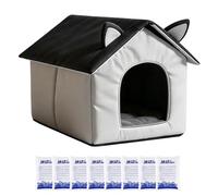 Casa refrescante para gatos, refugio térmico, 8 bolsas de frío impermeables para comodidad felina, cabina plegable con inserciones árticas, equipo para mascotas, hábitat de verano para gatitos, perros