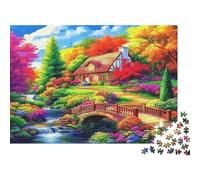 Casa Rural Jardín Otoñal Colorido Puzzle de 1000 Piezas Papel Puzzle para Adultos Puzzle para Toda la Familia Relajación Decoración Regalo 52x38cm/1000pcs