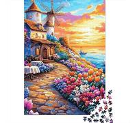 Casa Rural Molino de Viento Puzzle de 1000 Piezas Papel para Adultos Jardín Colorido de Ensueño Juego de Puzzle 1000 Piezas Decoración Regalo 70x50cm/1000pcs