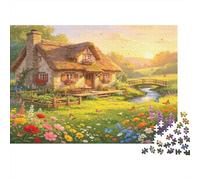 Casa Rural Puzzle de 1000 Piezas Juego de Puzzle 1000 Piezas Papel para Adultos Paisaje de Jardín Ocio Familiar Decoración Hogar Regalo 38x26cm/1000pcs