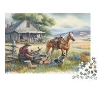 Casa Rural Puzzle de 1000 Piezas Puzzle para Adultos Rancho de Caballos Juego de Puzzle 1000 Piezas Decoración Hogar Regalo 52x38cm/1000pcs