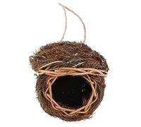 Casa tejida a mano para colibríes, casa de pájaros tejida a mano, para pájaros naturales para gorrión, nido de gallina, nido de pájaro, refugio