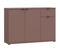 Casa Vital Cómoda Ganymede 231, 120 x 34 x 82 cm, 2 armarios interiores con estantes, 1 cajón, puertas batientes, patas de plástico negro (terracota rojo)