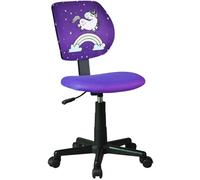 Casa Vital ZUMBINA Silla de oficina infantil, 38 x 45 x 77-89 cm, mueble para habitación infantil, giratoria 360°, altura regulable, acolchado de tela, base en cruz de plástico, soporta 70 kg (morado)