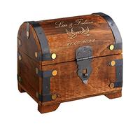 Casa Vivente Cofre de Madera Oscura Personalizado con Grabado de Palomas para Boda 14 x 11 x 13 cm