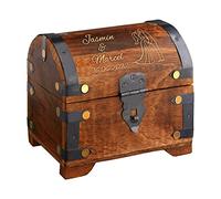 Casa Vivente Cofre de Madera Oscura Personalizado con Grabado de Pareja para Boda 14 x 11 x 13 cm