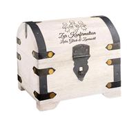 Casa Vivente Cofre del tesoro blanco con grabado para confirmación, diseño de ángel, cofre del tesoro decorativo, cofre de madera decorativo, regalo de confirmación, regalo de confirmación, regalo de