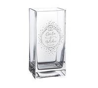 Casa Vivente - Florero con Grabado Individual - Personalizado con 2 Nombres y Fecha- Anillos - Florero Rectangular para Bodas