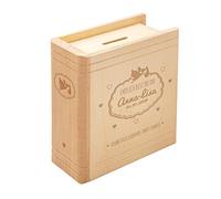 Casa Vivente Hucha de madera de abedul personalizable con nombre y fecha de nacimiento para bebé para niñas y niños